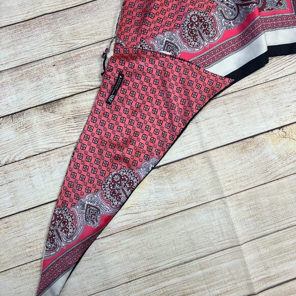 ZARA‎ Women's Paisley Scarf Print Bandana Top Size XS Red Pink Black Boho - Picture 3 of 6